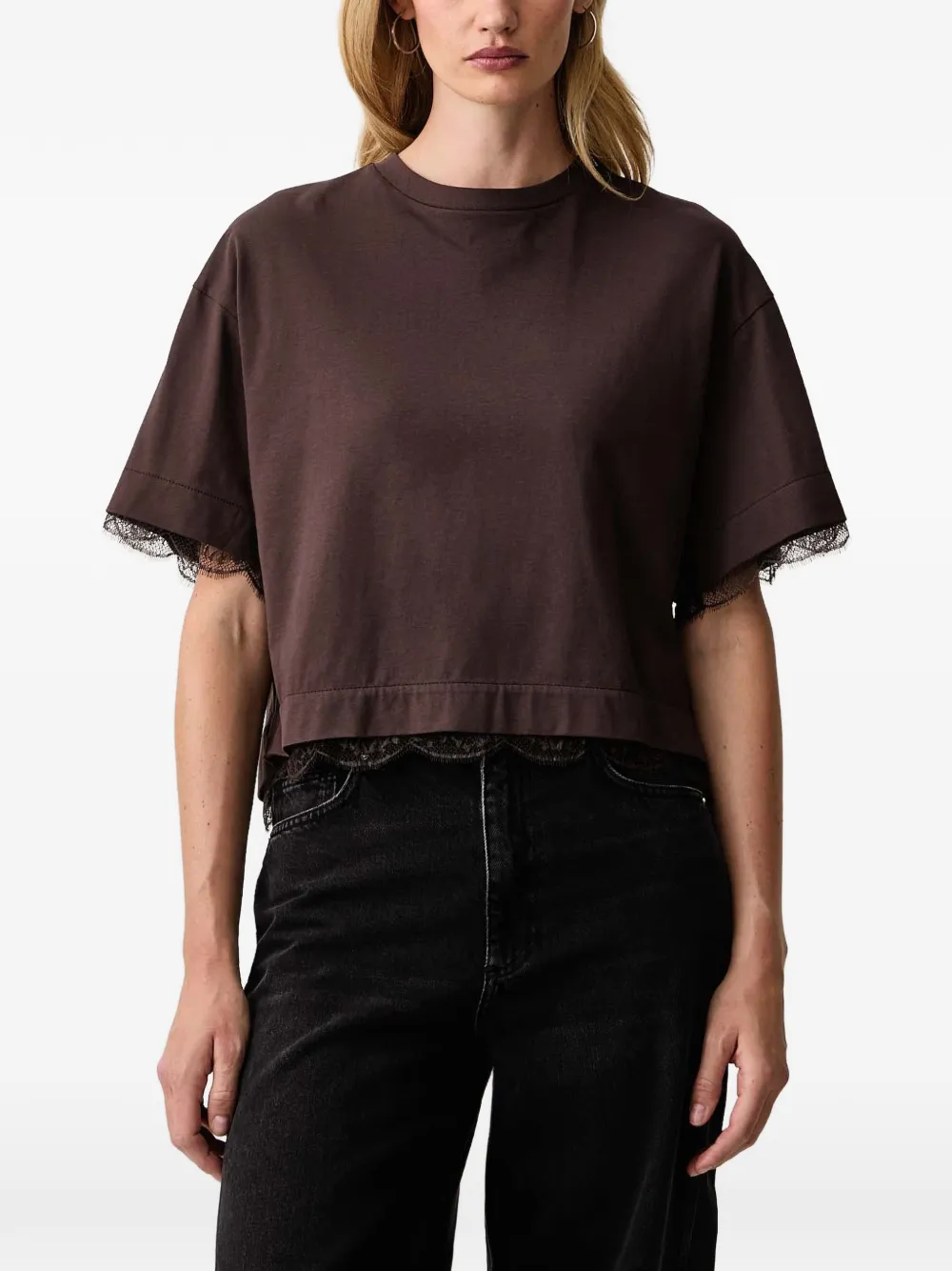 AllSaints Nia lace-trim open-back T-shirt