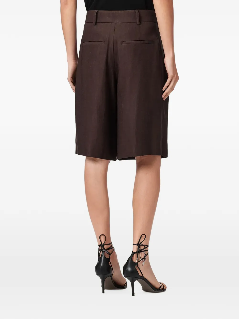 AllSaints Geplooide twill shorts Bruin