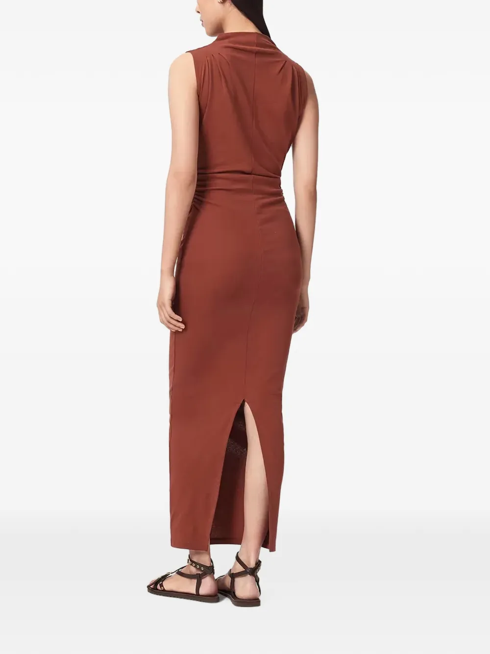 AllSaints Katarina gedrapeerde mouwloze maxi-jurk Bruin