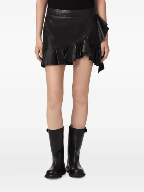 AllSaints Luana ruffled leather skirt