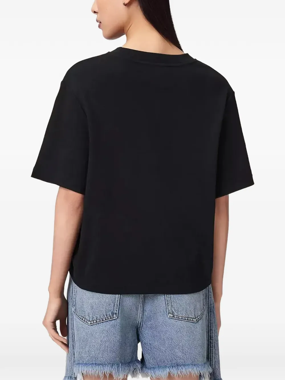 AllSaints Geplooid T-shirt met geborduurd logo Zwart