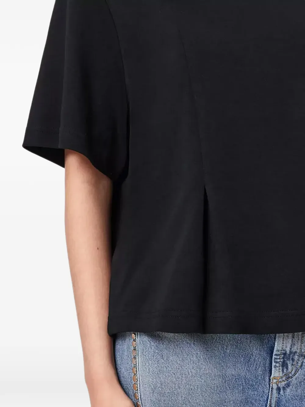 AllSaints Geplooid T-shirt met geborduurd logo Zwart