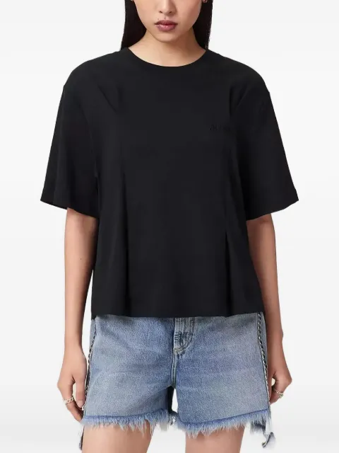 AllSaints pleated logo-embroidered T-shirt