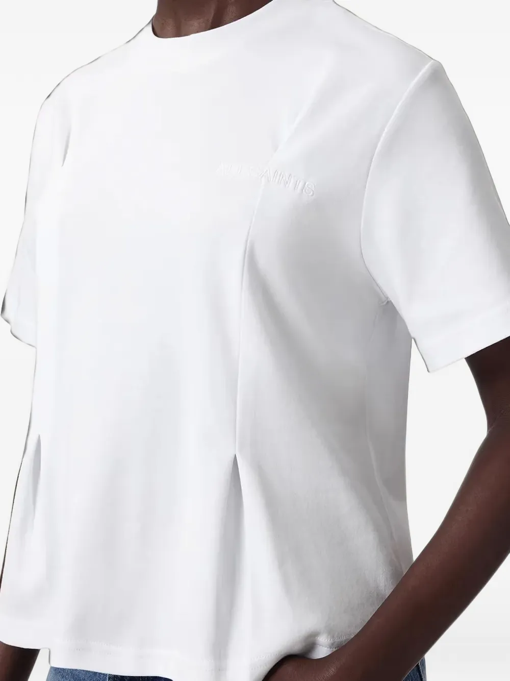 AllSaints Geplooid T-shirt met geborduurd logo Wit