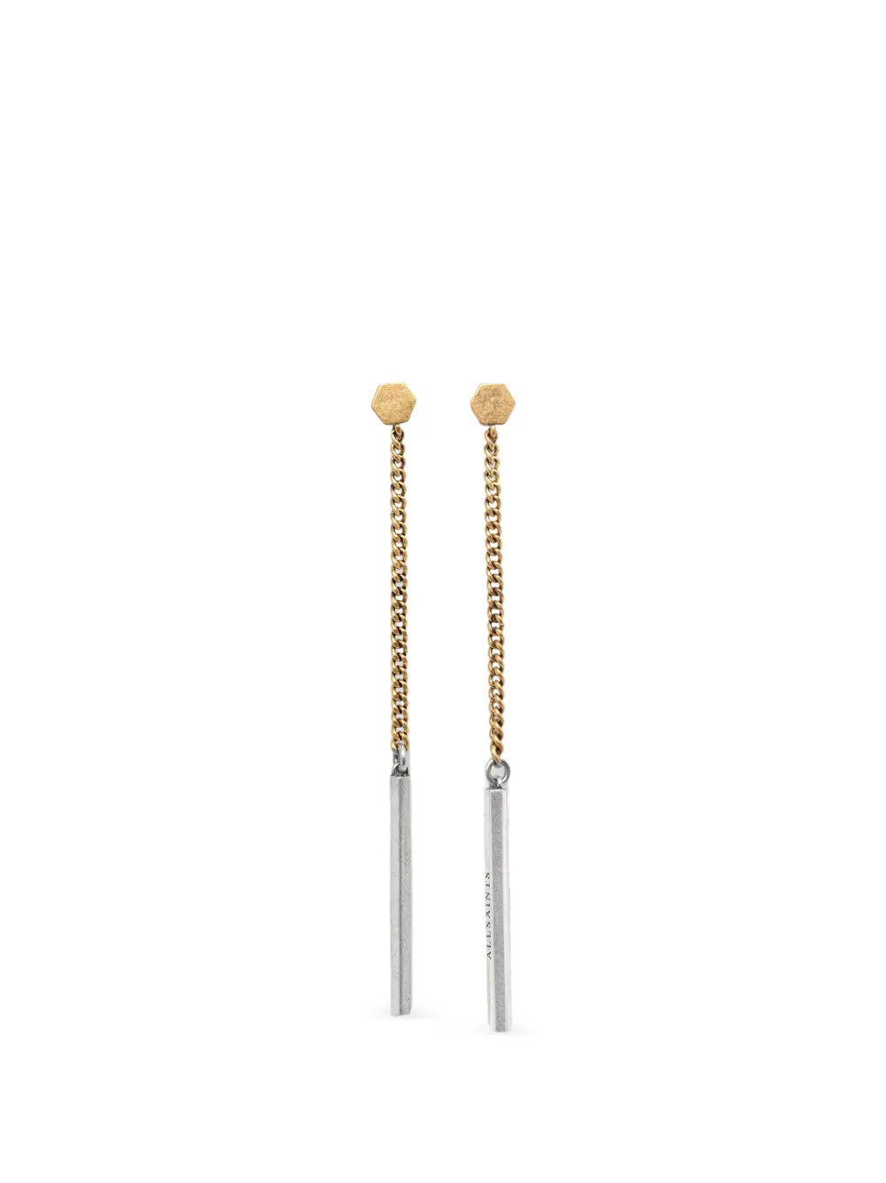 AllSaints hexagon-stud curb-chain earrings