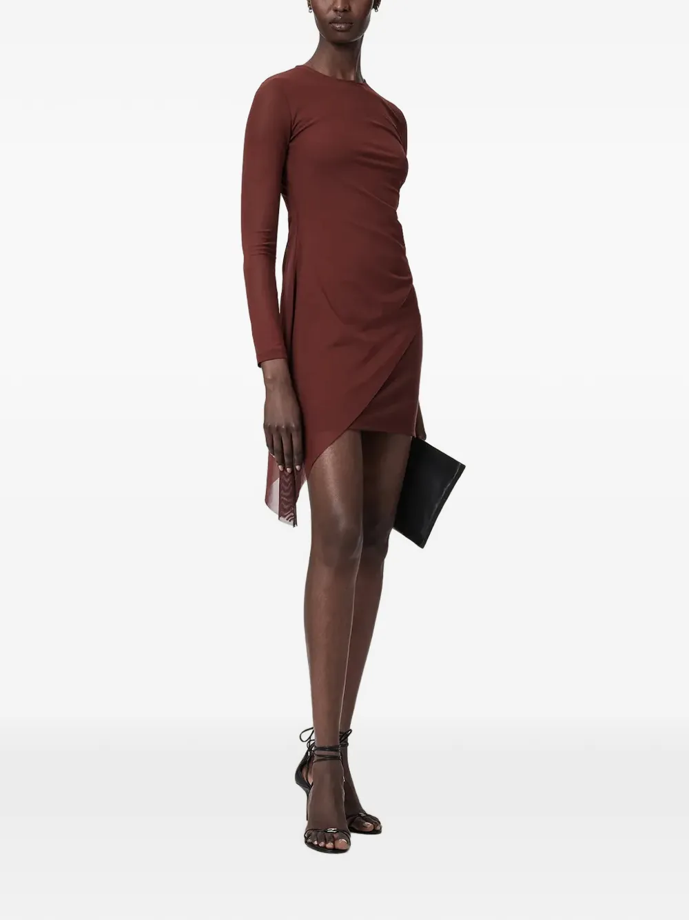 AllSaints Mini-jurk met ruches Bruin