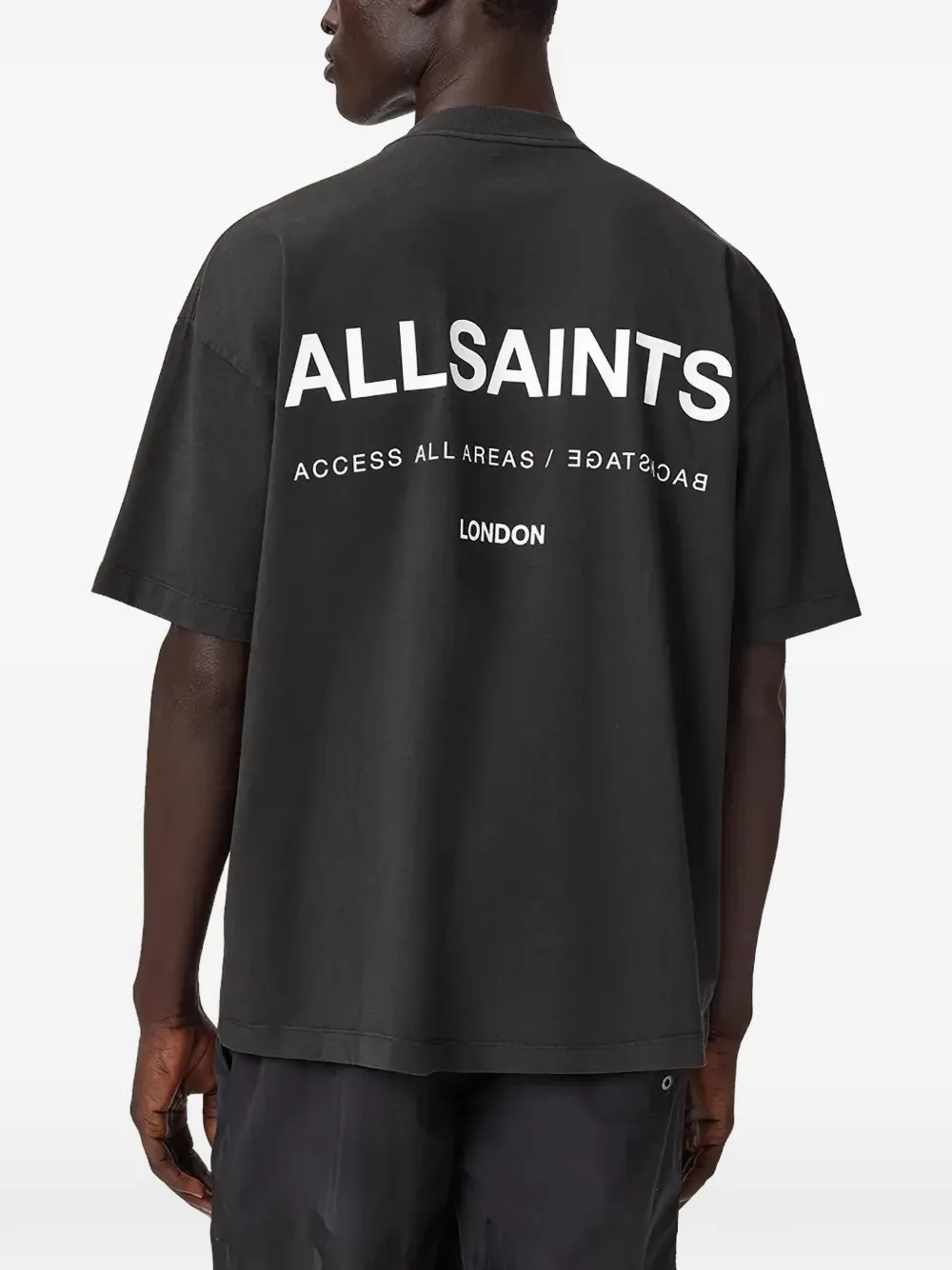 AllSaints Backstage katoenen T-shirt met logo-print Grijs