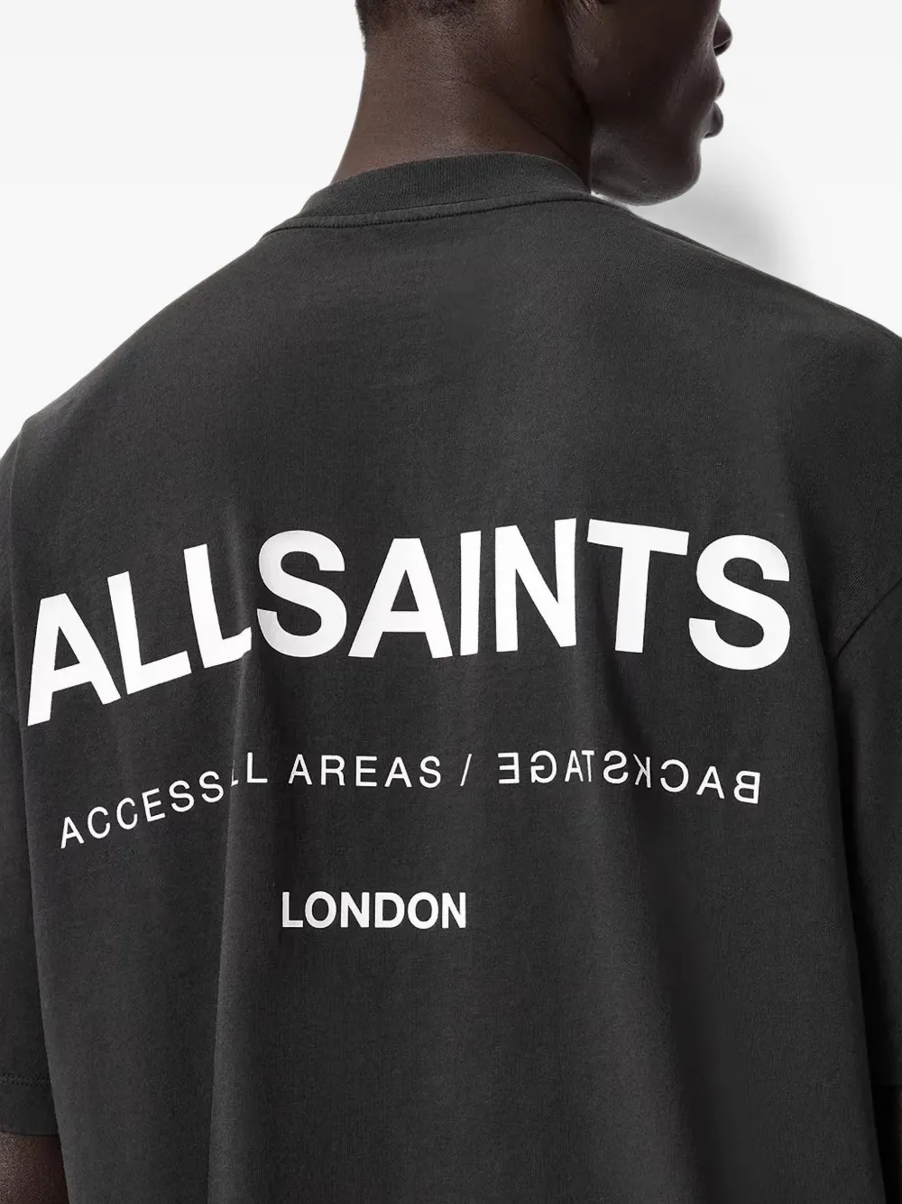 AllSaints Backstage katoenen T-shirt met logo-print Grijs