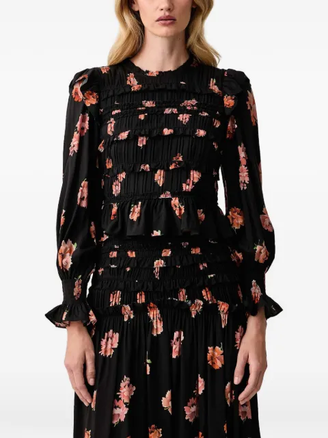 AllSaints floral-print ruffled top