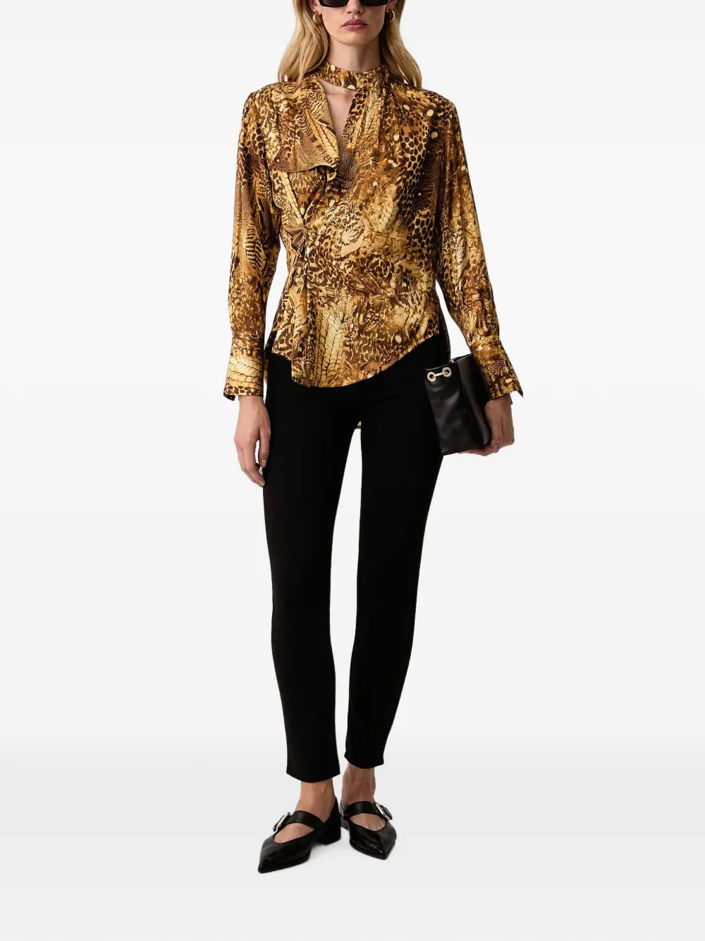 AllSaints Gedraaide blouse met dierenprint Bruin
