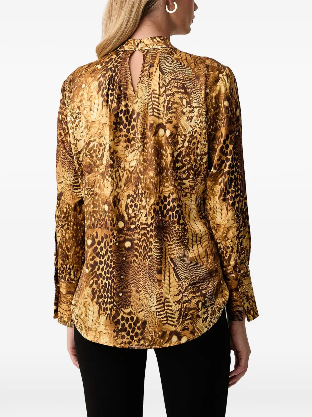 AllSaints Gedraaide blouse met dierenprint Bruin