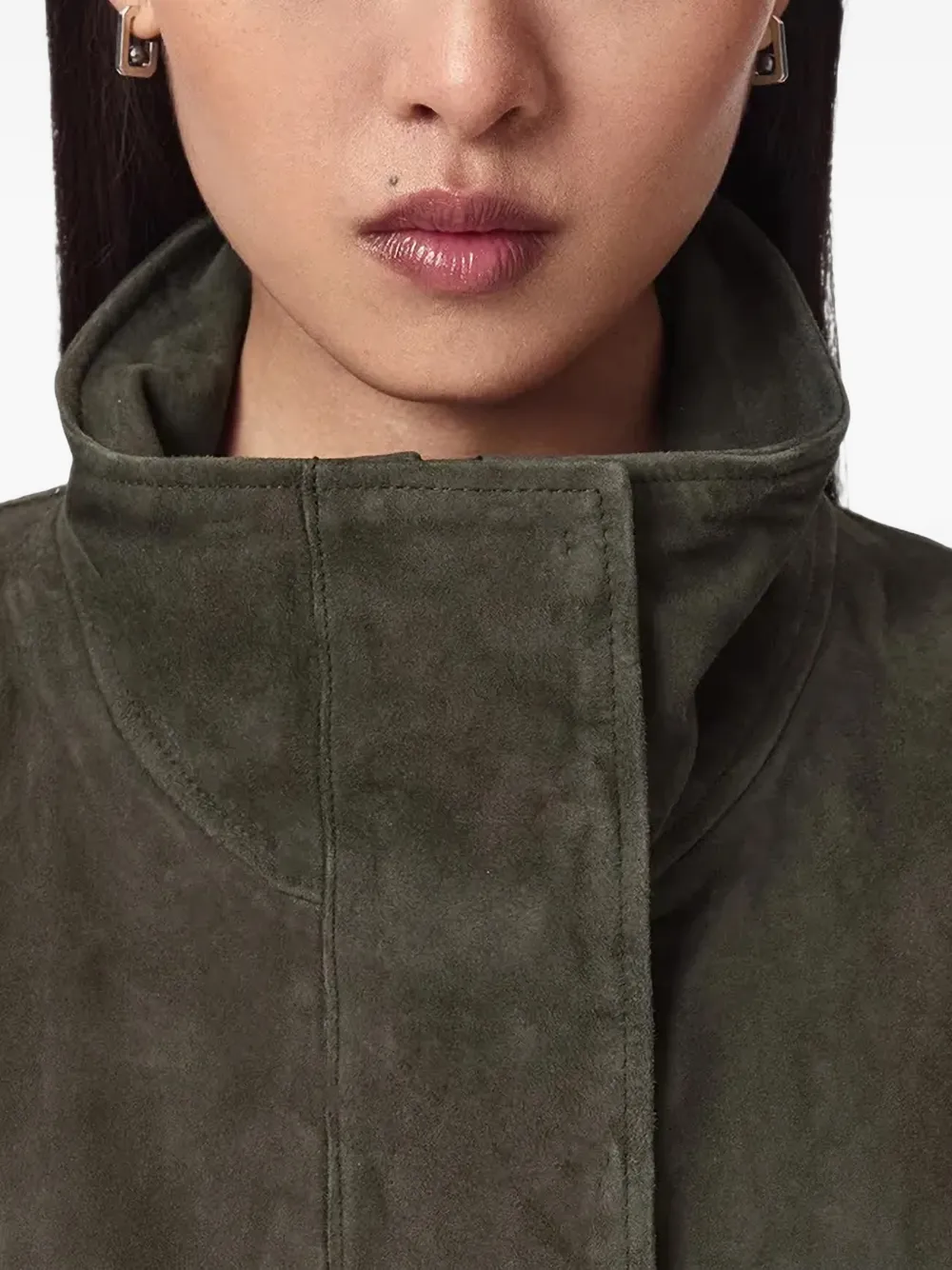 AllSaints Suède jack met trechterhals Groen
