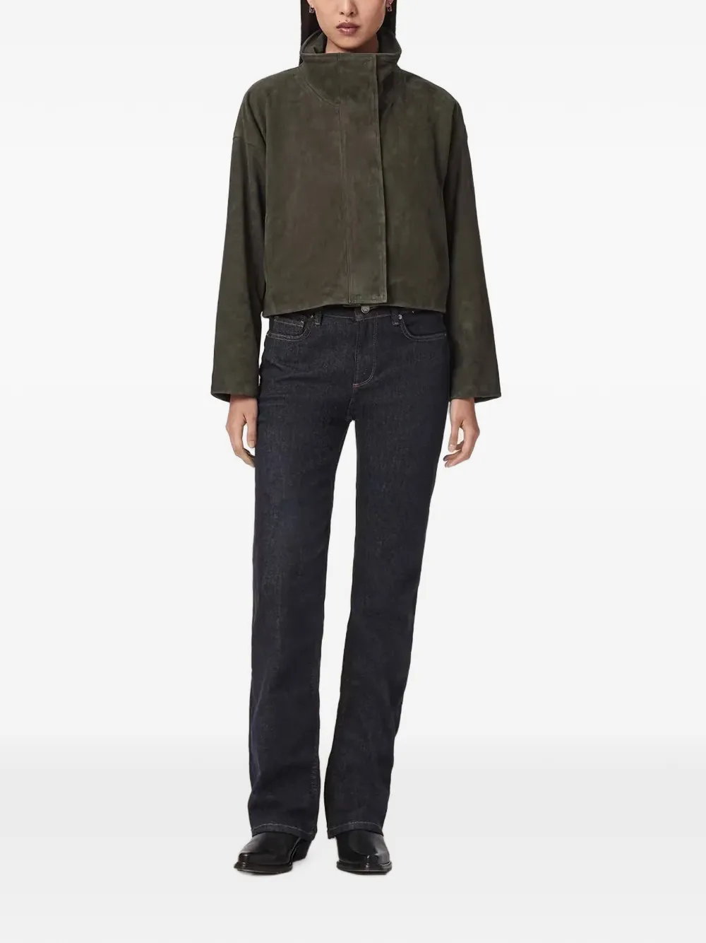 AllSaints Suède jack met trechterhals Groen