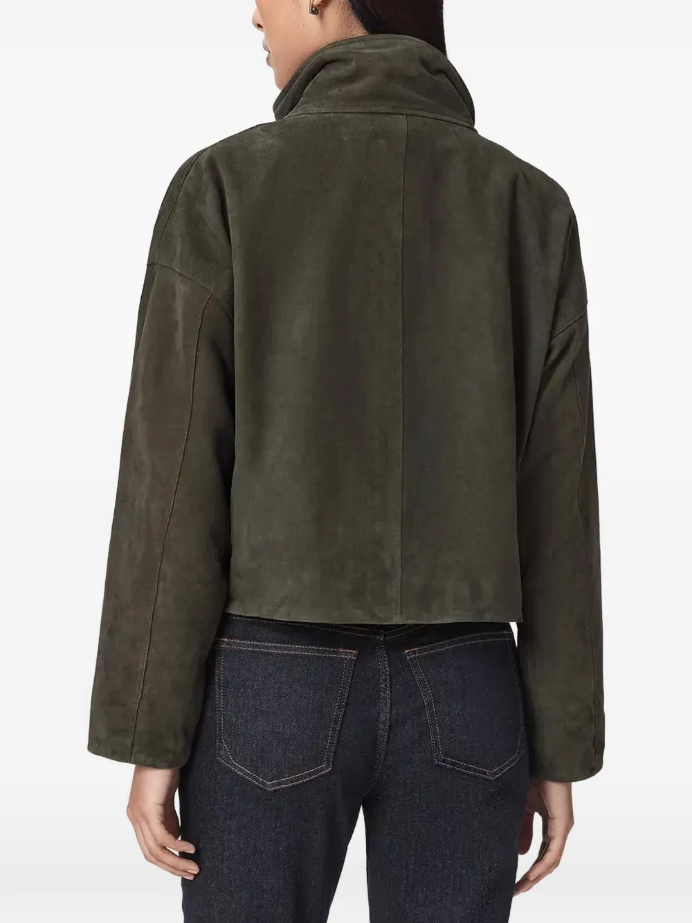 AllSaints Suède jack met trechterhals Groen