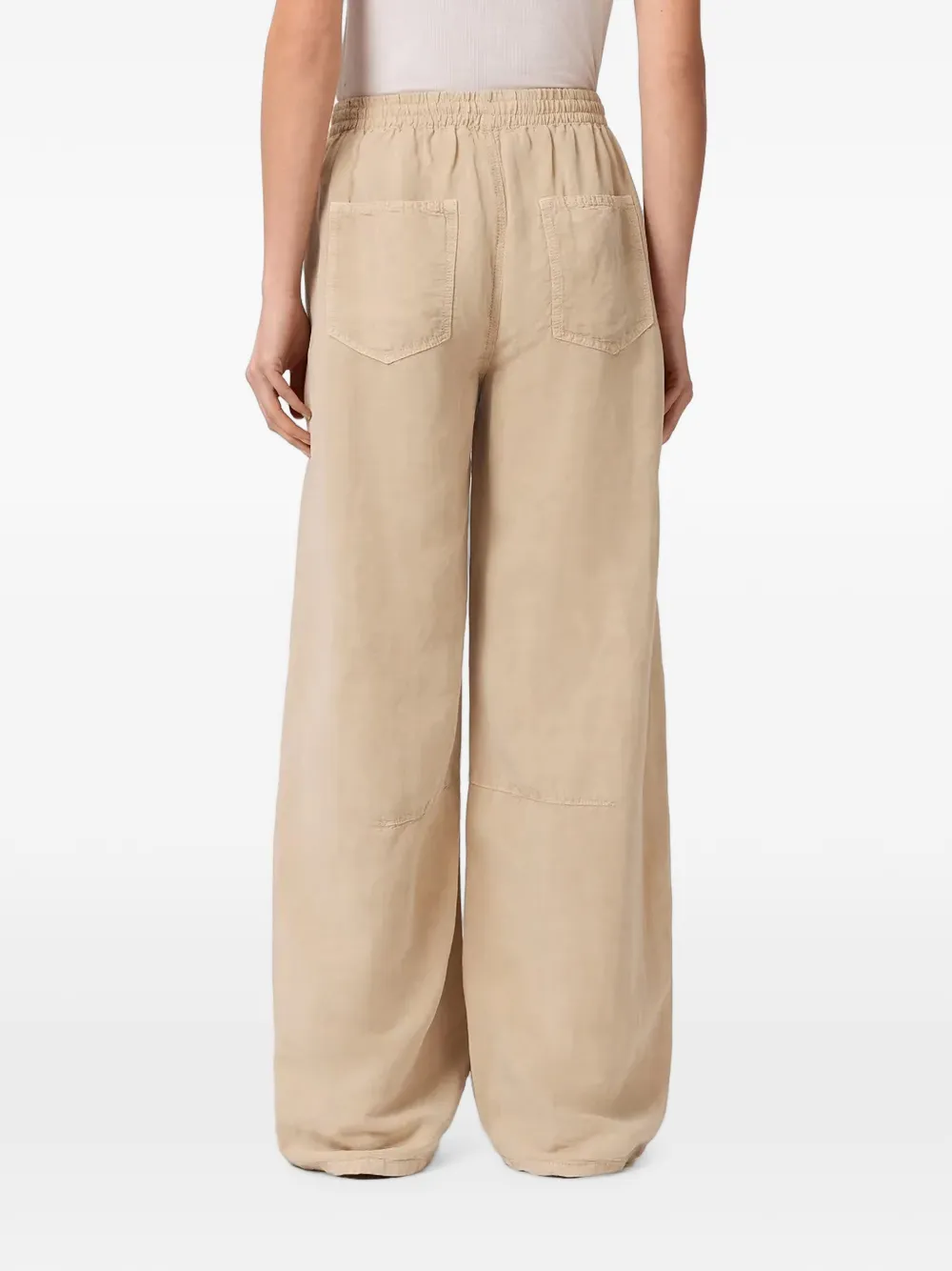 AllSaints Jet broek met elastische taille en wijde pijpen Beige