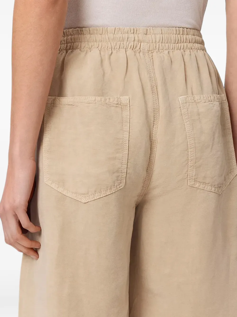 AllSaints Jet broek met elastische taille en wijde pijpen Beige