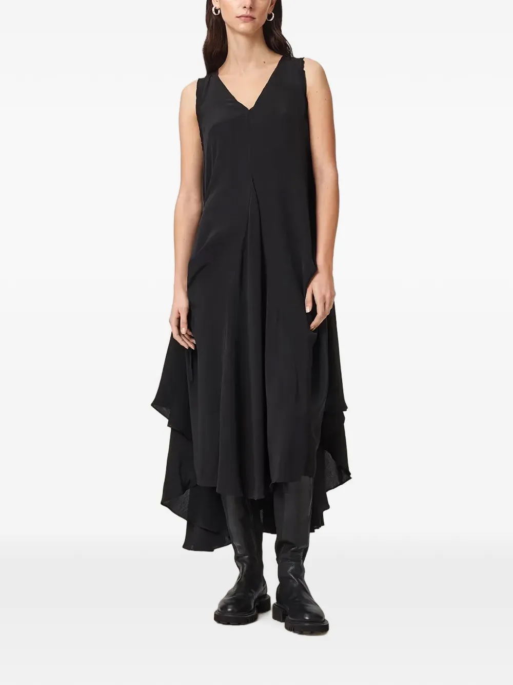 AllSaints Sybil sleeveless asymmetric midi dress