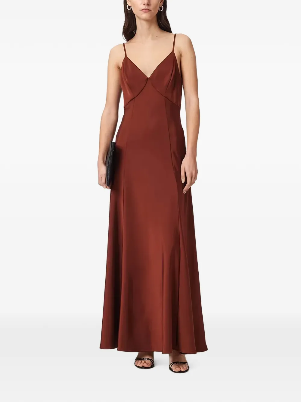 AllSaints Maxi-jurk met V-hals Bruin