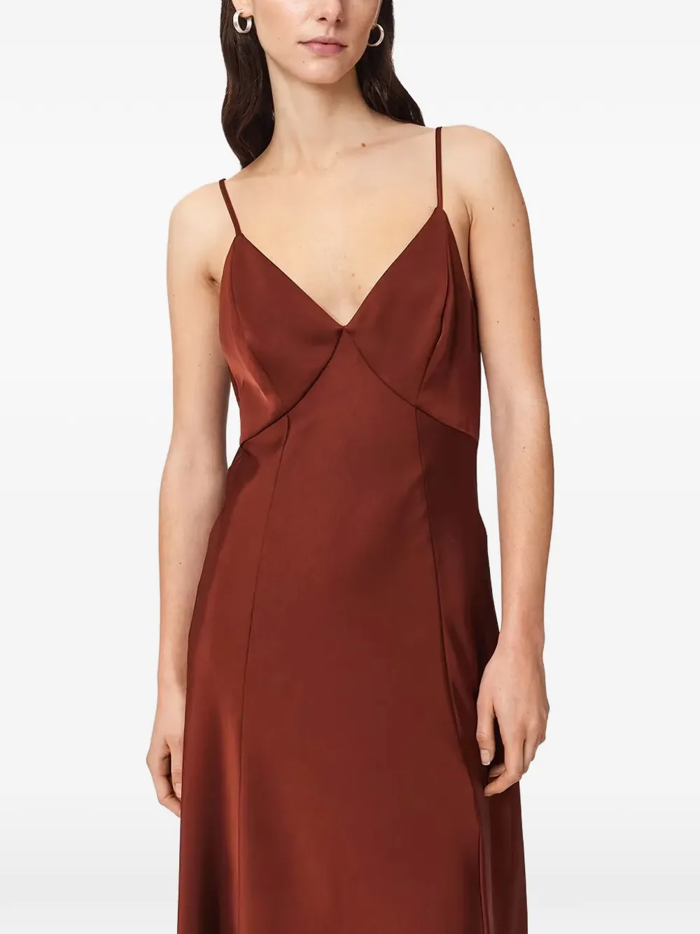 AllSaints Maxi-jurk met V-hals Bruin