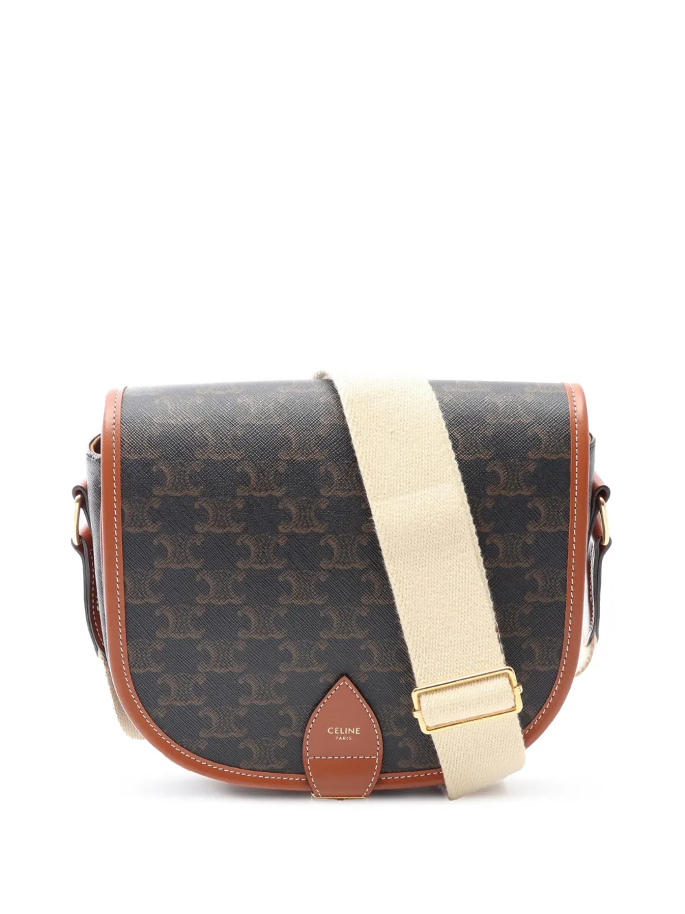Celine Pre-Owned 2015-2026 Medium Triomphe Coated Canvas Folco crossbody bag - Marrone