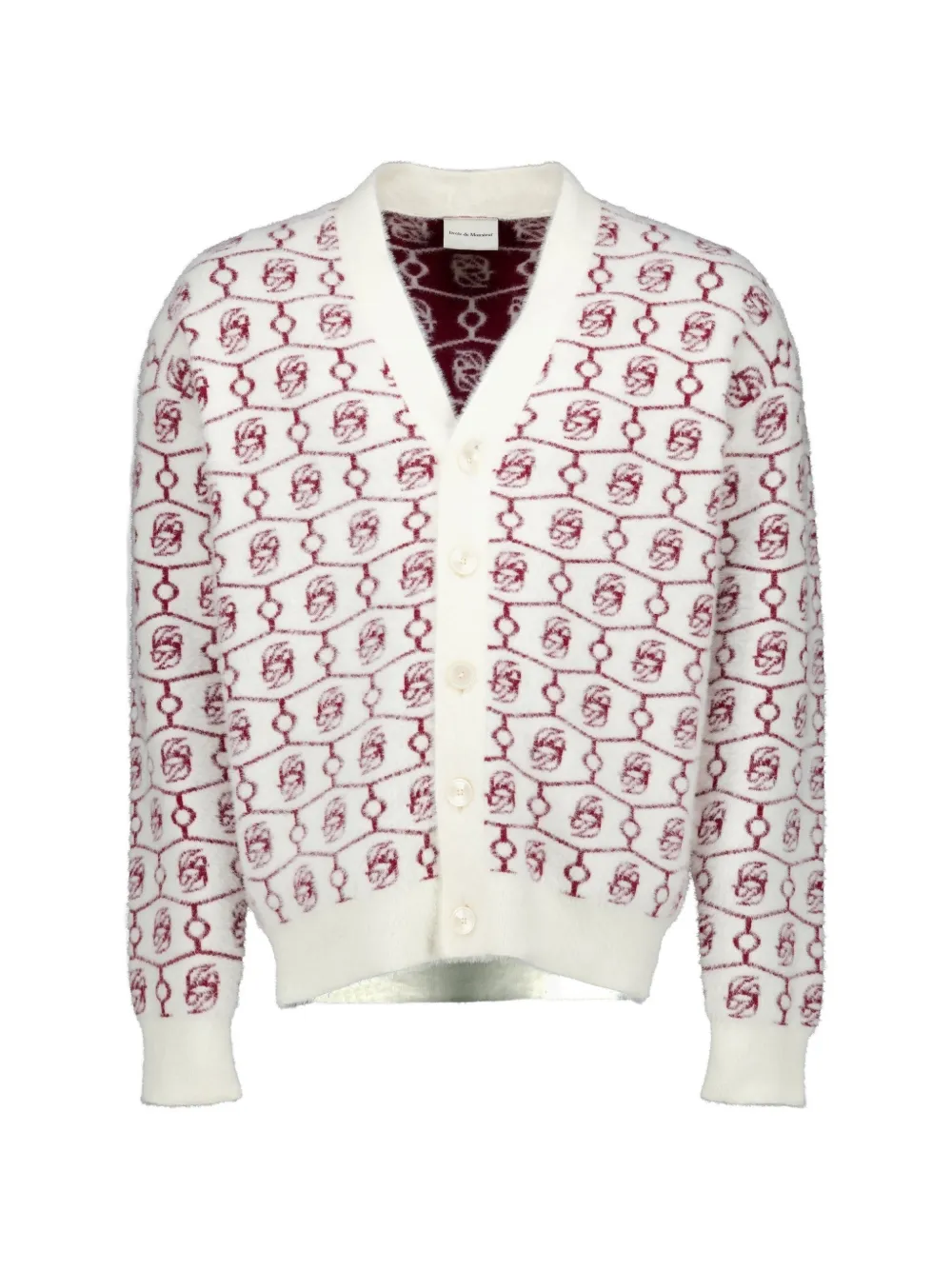 Drôle De Monsieur D Miroir monogram-jacquard cardigan - Bianco