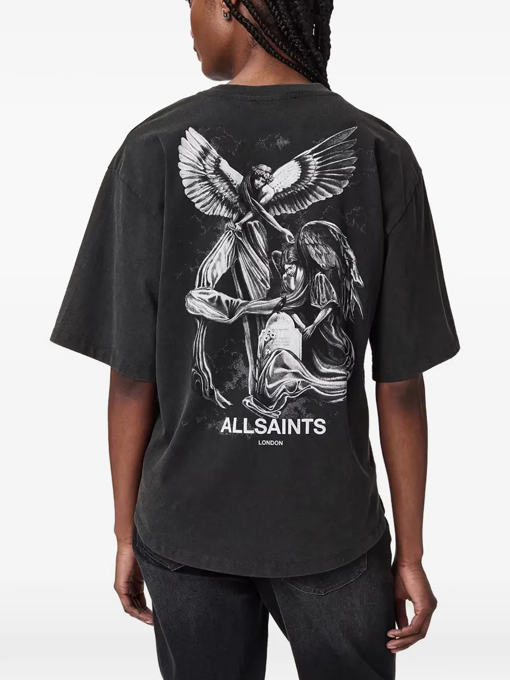 AllSaints T-shirt met engelprint Zwart