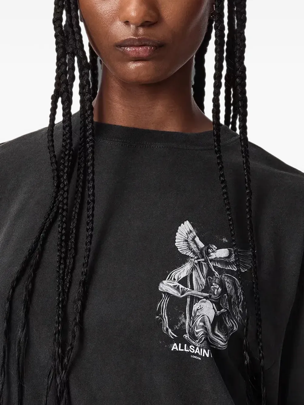 AllSaints T-shirt met engelprint Zwart