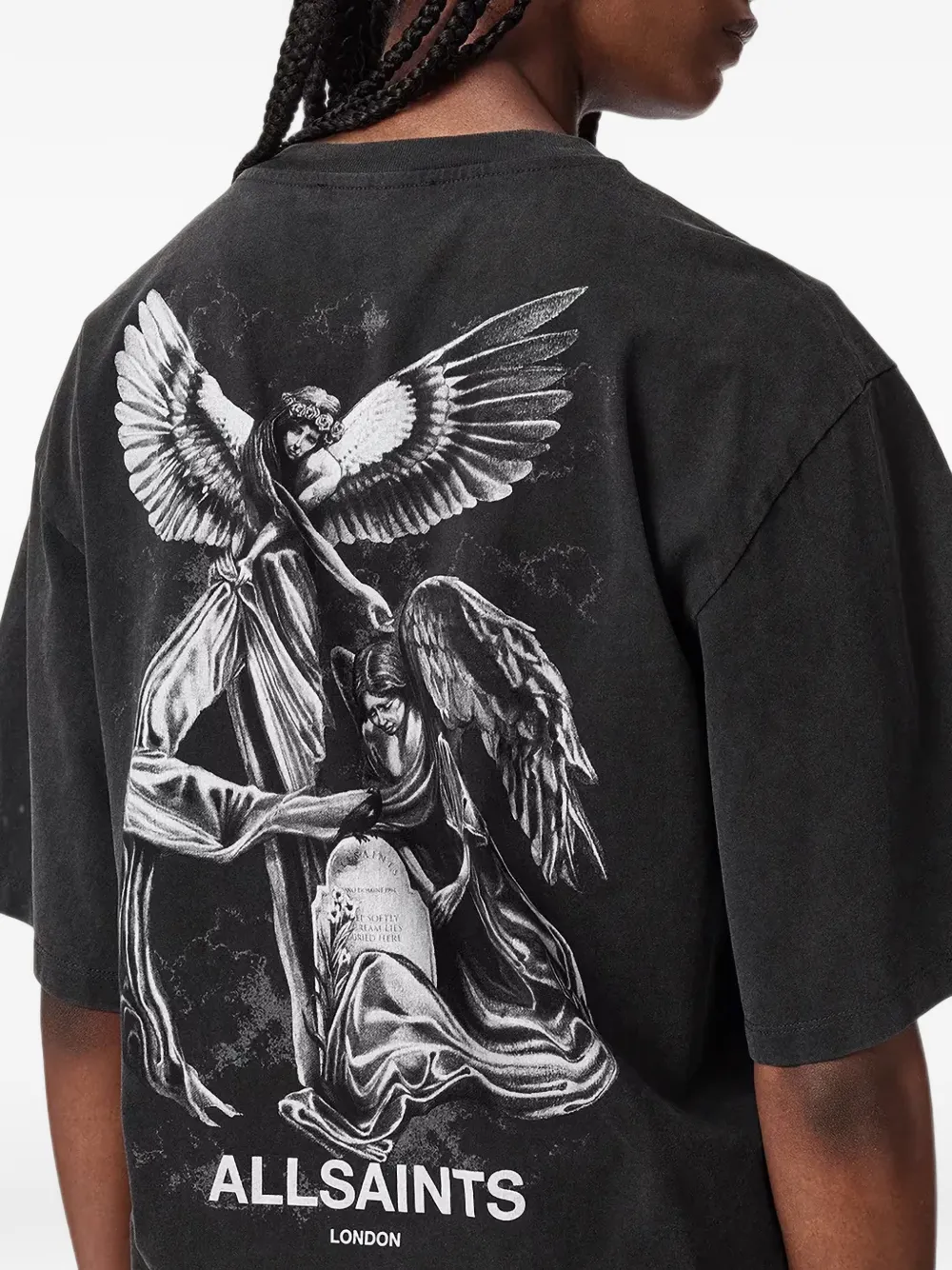 AllSaints T-shirt met engelprint Zwart