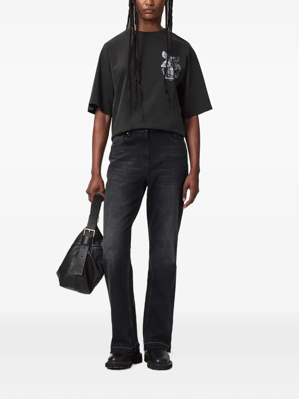 AllSaints T-shirt met engelprint Zwart