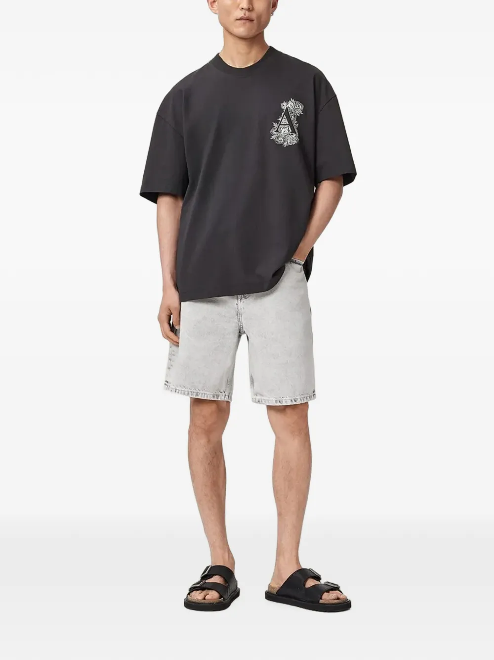 AllSaints T-shirt met grafische print Zwart