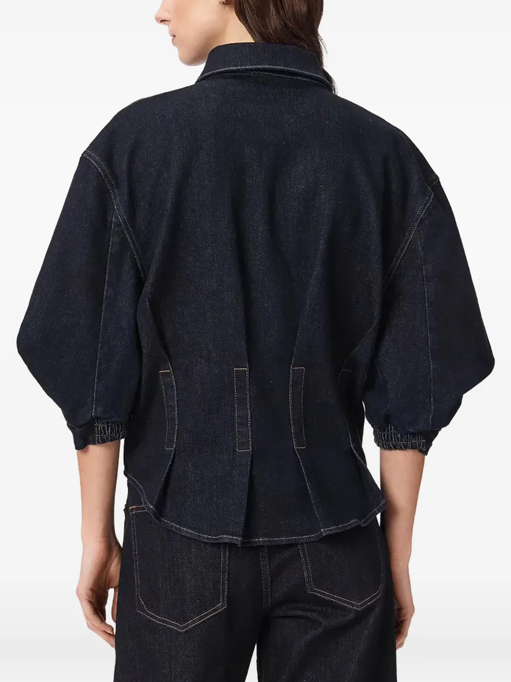 AllSaints Nancy denim blouse met pofmouwen Blauw