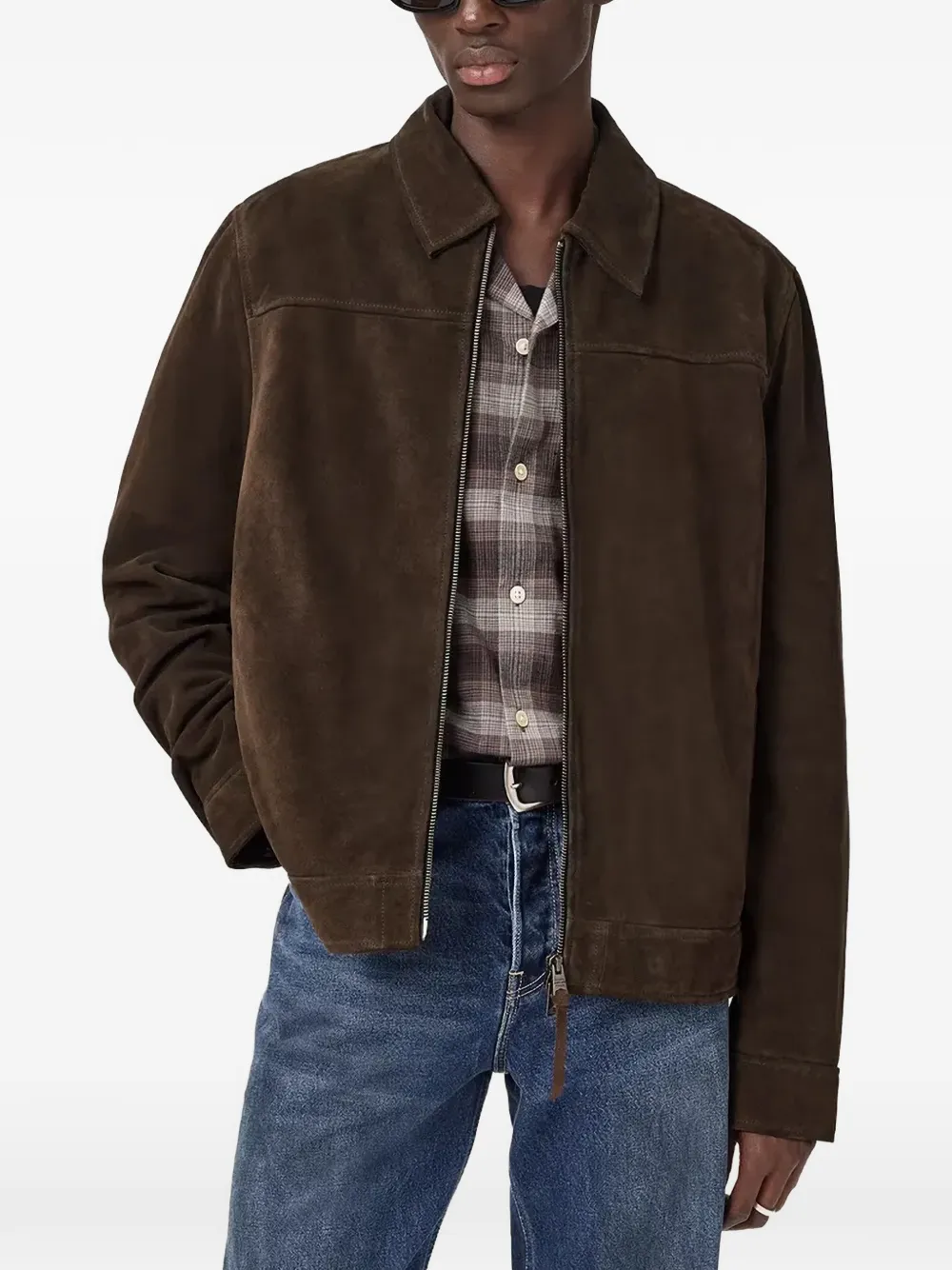 AllSaints Rhone suede zip-up jacket