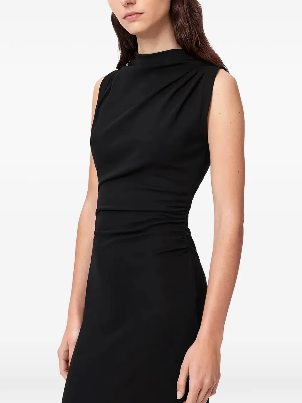 AllSaints Katarina ruched sleeveless maxi-dress Zwart