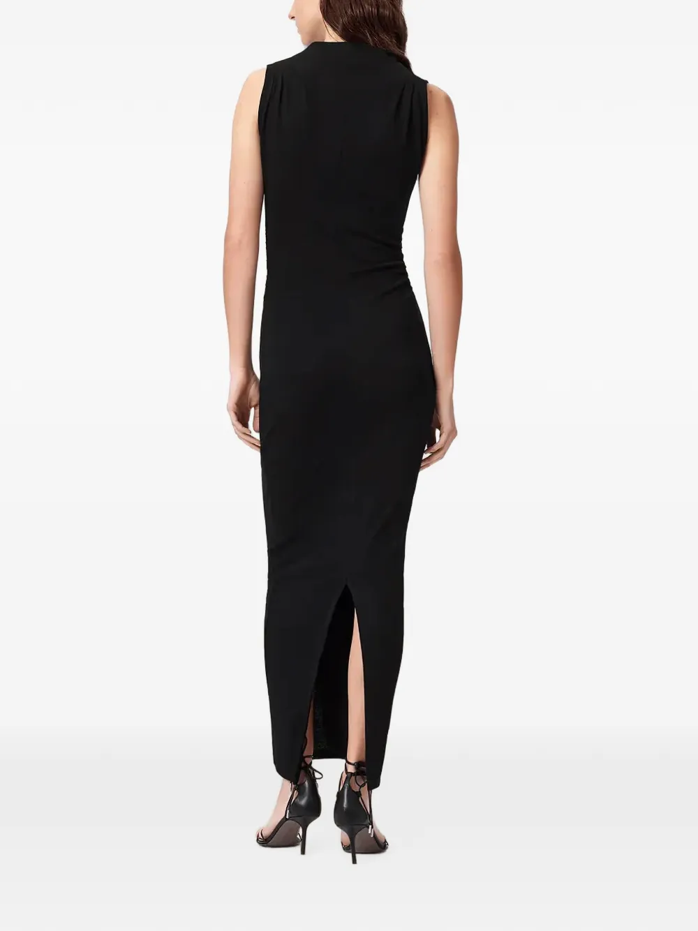 AllSaints Katarina ruched sleeveless maxi-dress Zwart