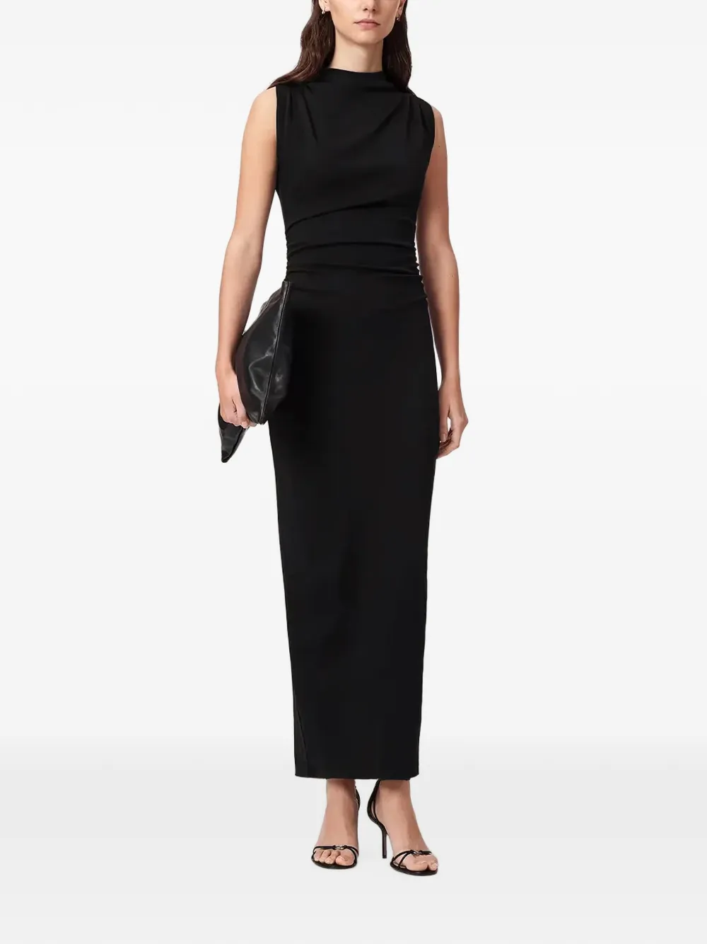 AllSaints Katarina ruched sleeveless maxi-dress Zwart