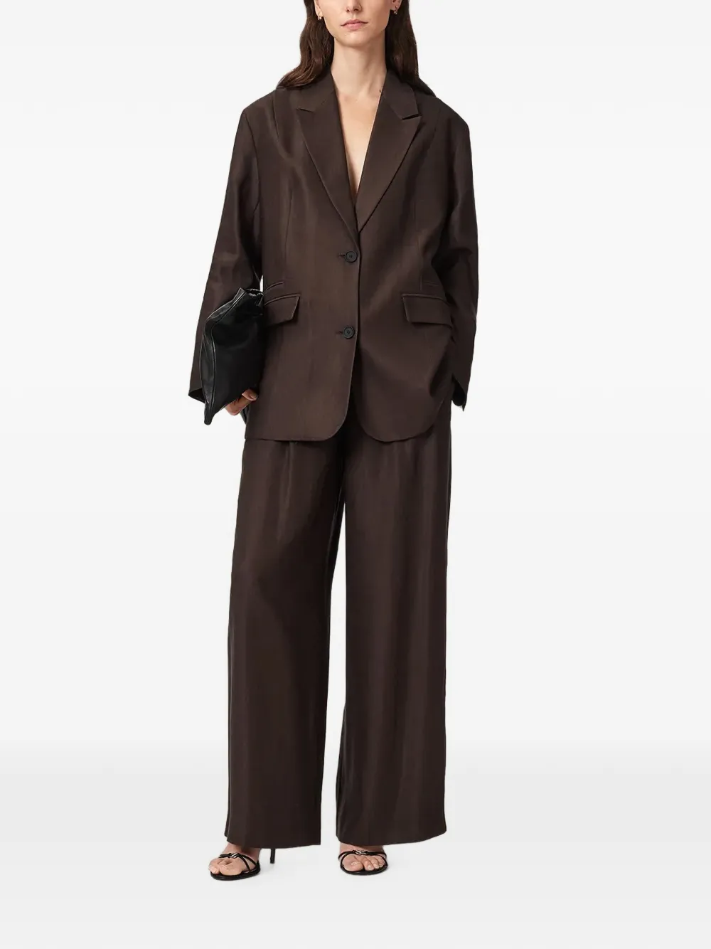 AllSaints Blazer met knoopsluiting en gekerfde revers Bruin