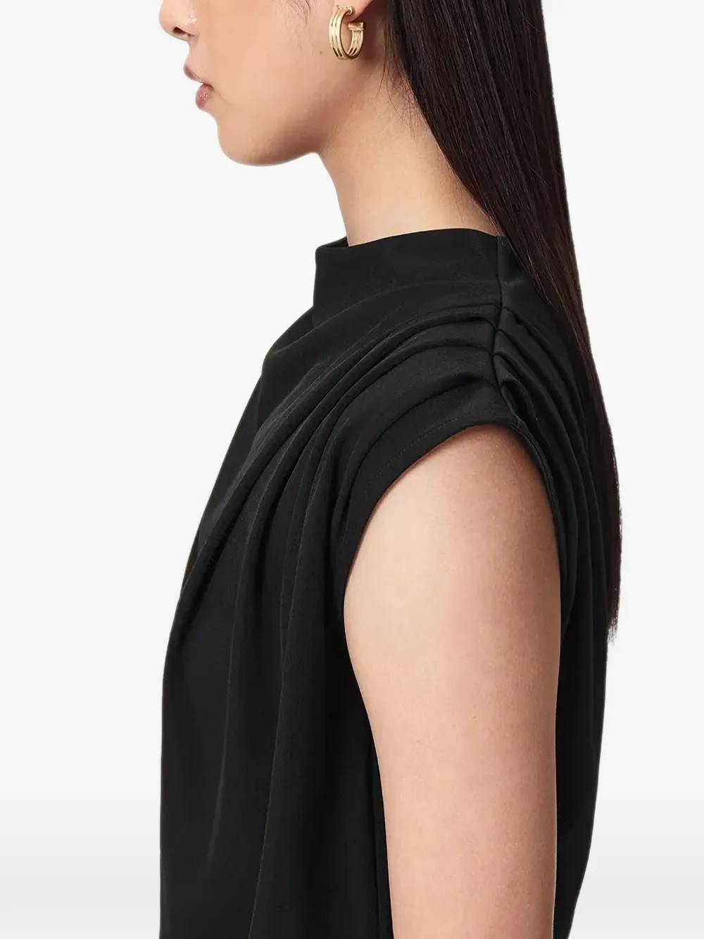 AllSaints Emerson draped sleeveless top Zwart