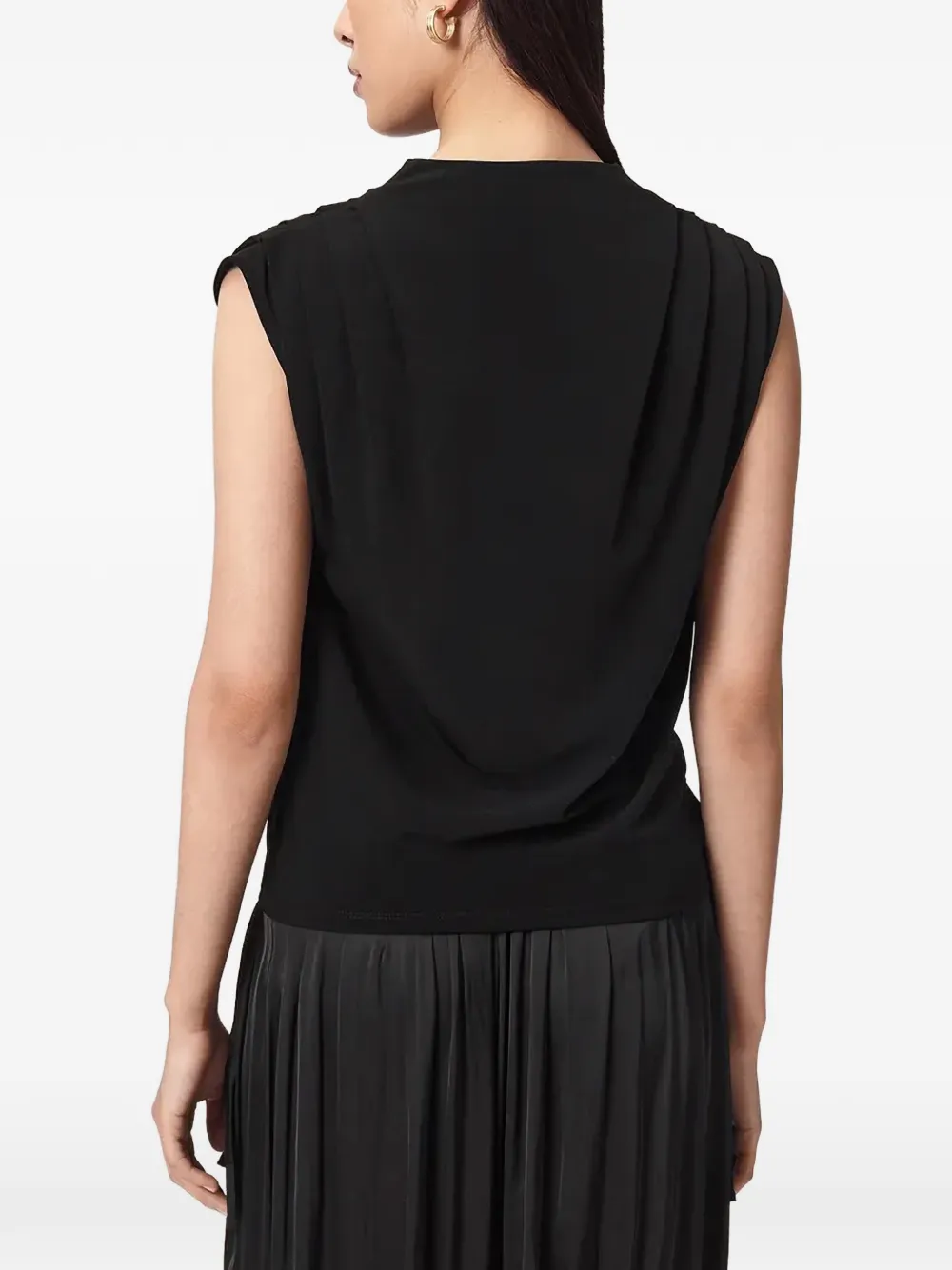 AllSaints Emerson draped sleeveless top Zwart