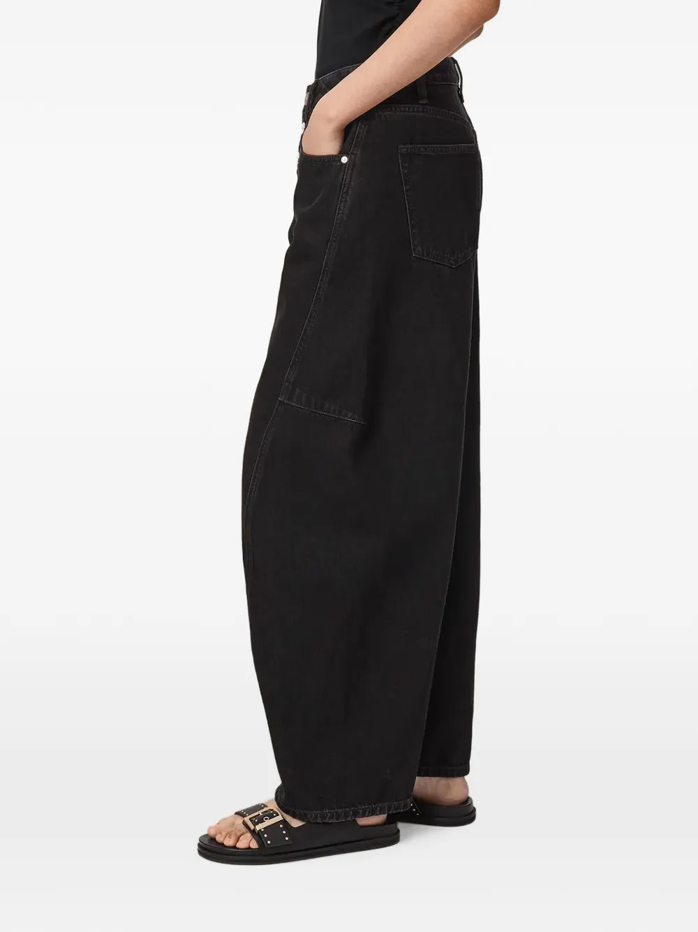 AllSaints Carter jeans met knopen en barrelpijpen Zwart