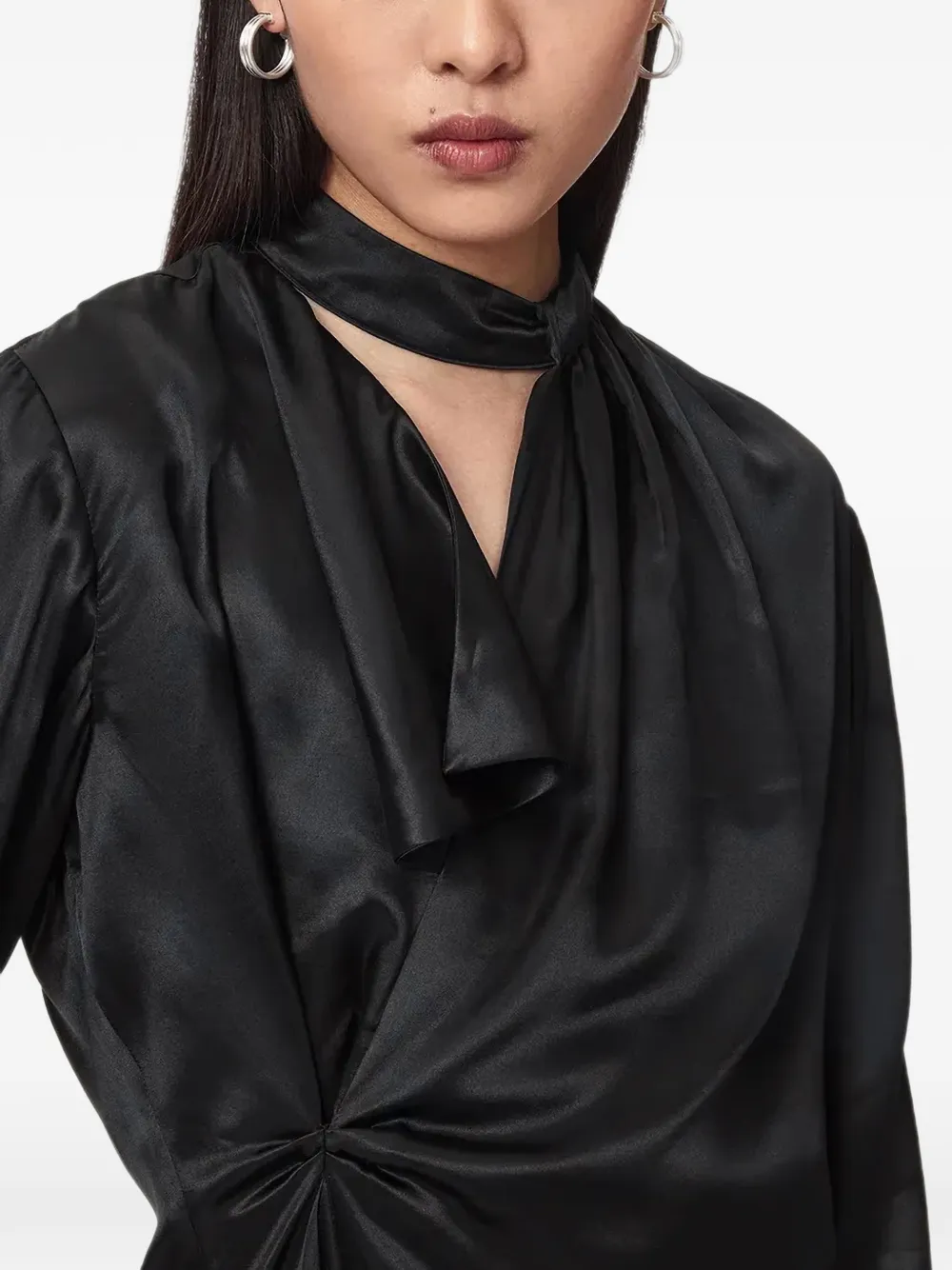 AllSaints twist-detail satin blouse Zwart