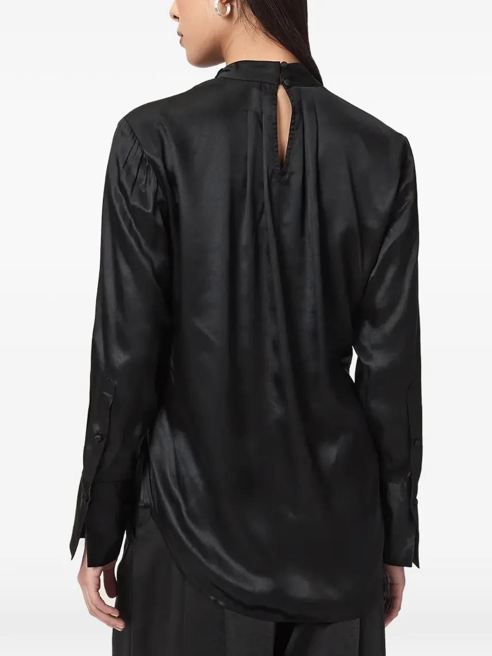 AllSaints twist-detail satin blouse Zwart
