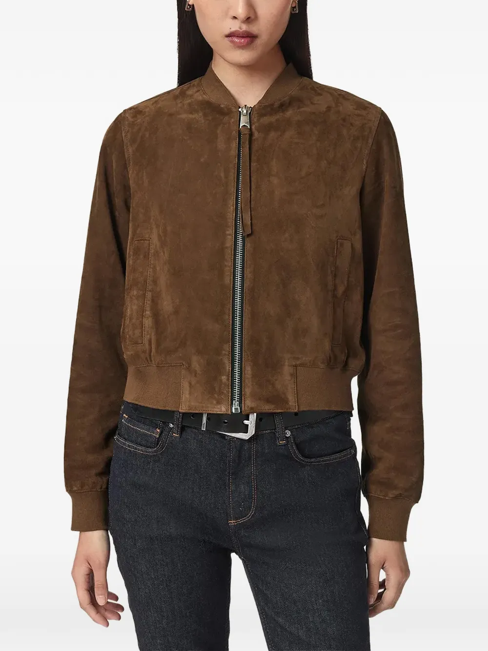 AllSaints Orten suede bomber jacket
