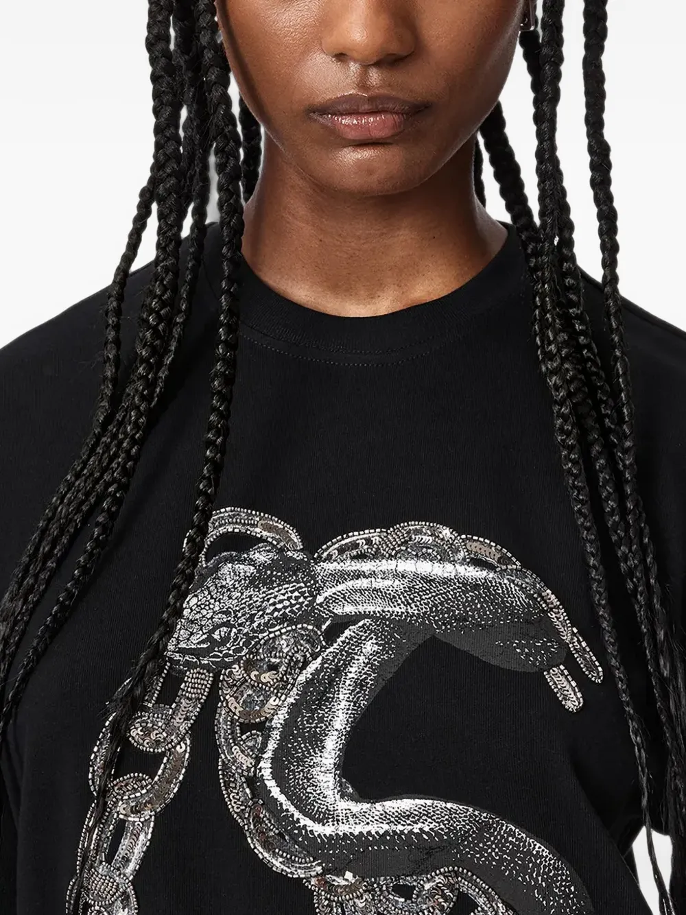 AllSaints Linx Etta T-shirt verfraaid met pailletten en print Zwart