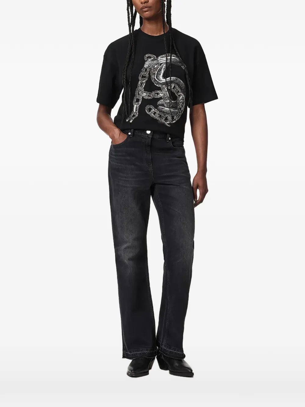 AllSaints Linx Etta sequin-embellished graphic-print T-shirt