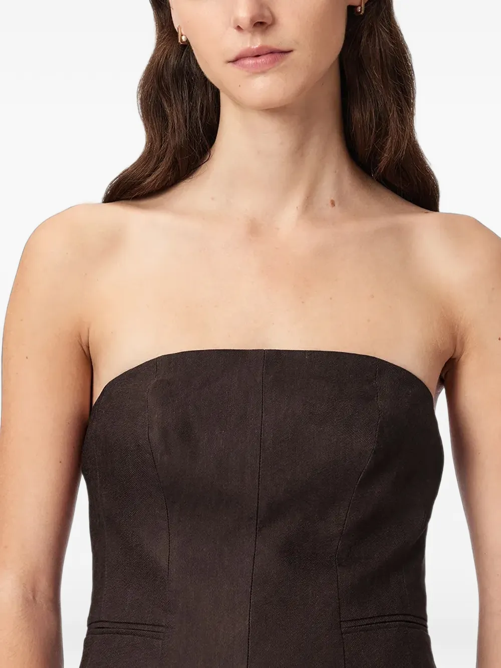 AllSaints Charley strapless peplum top Bruin