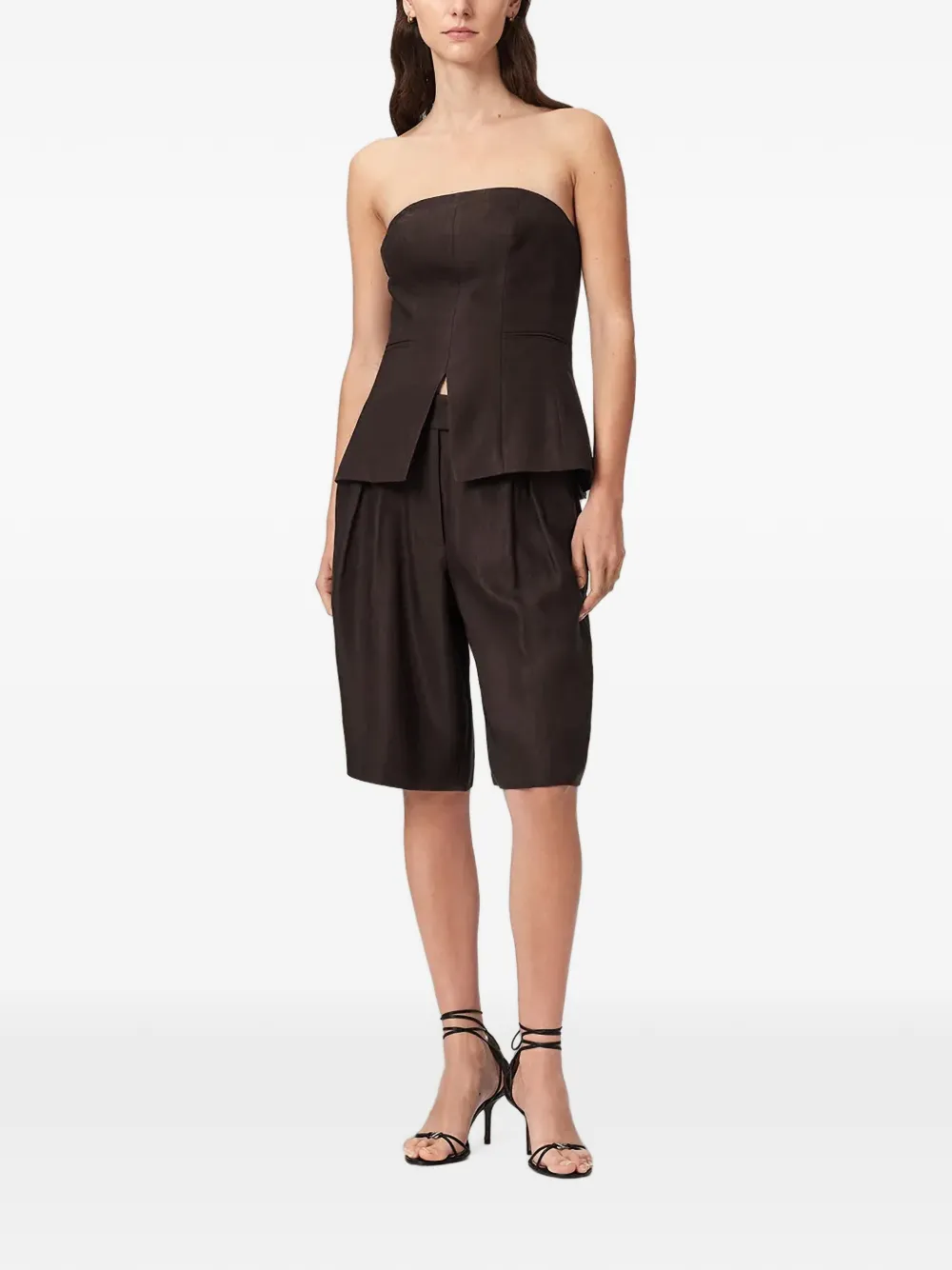 AllSaints Charley strapless peplum top Bruin