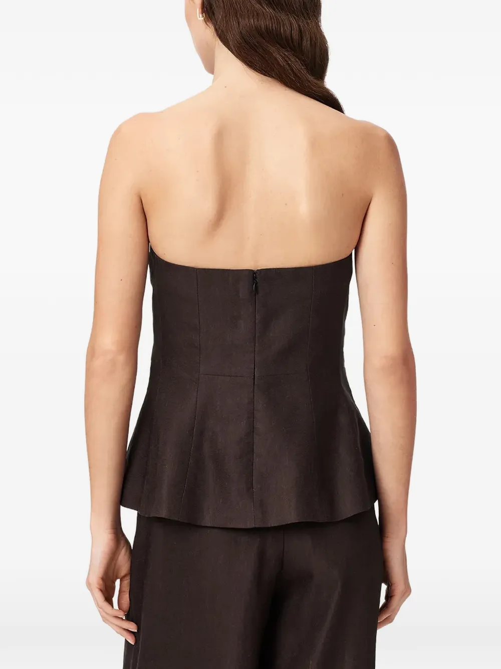 AllSaints Charley strapless peplum top Bruin