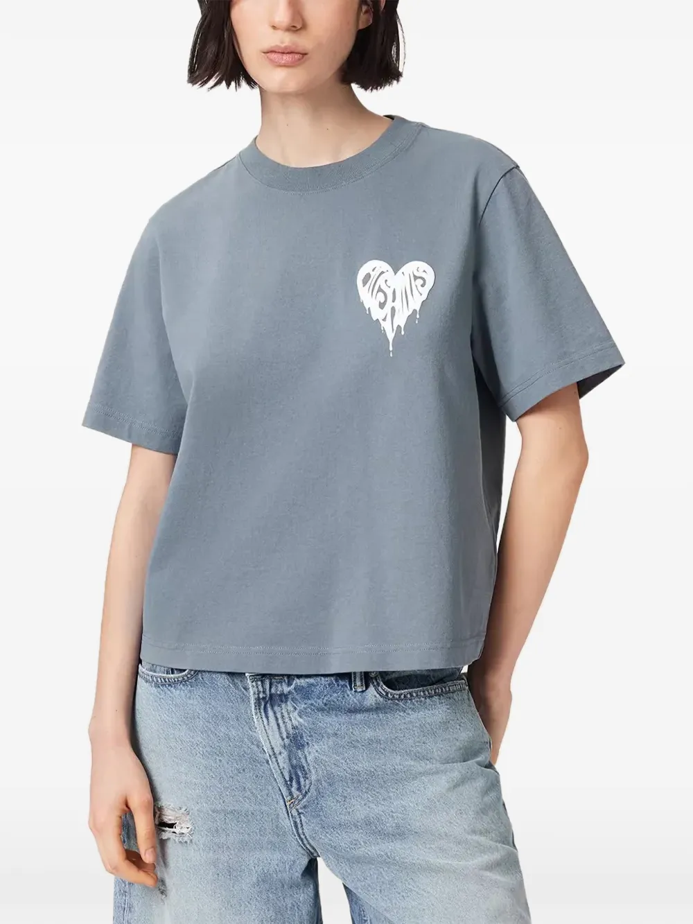 AllSaints t-shirt Lisa Trip à imprimé cœur - Bleu