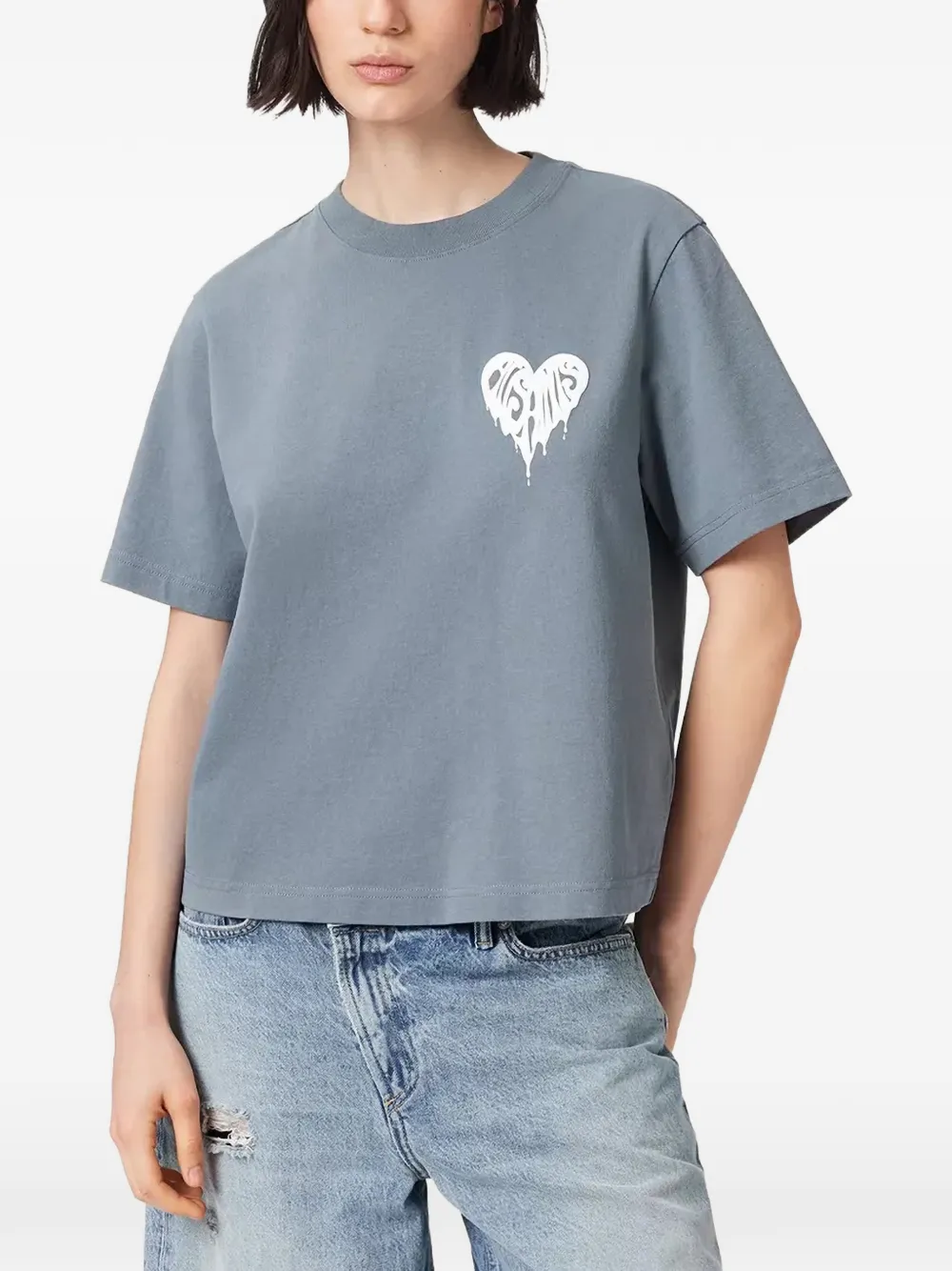 AllSaints Lisa T-Shirt mit Herzprint - Blau