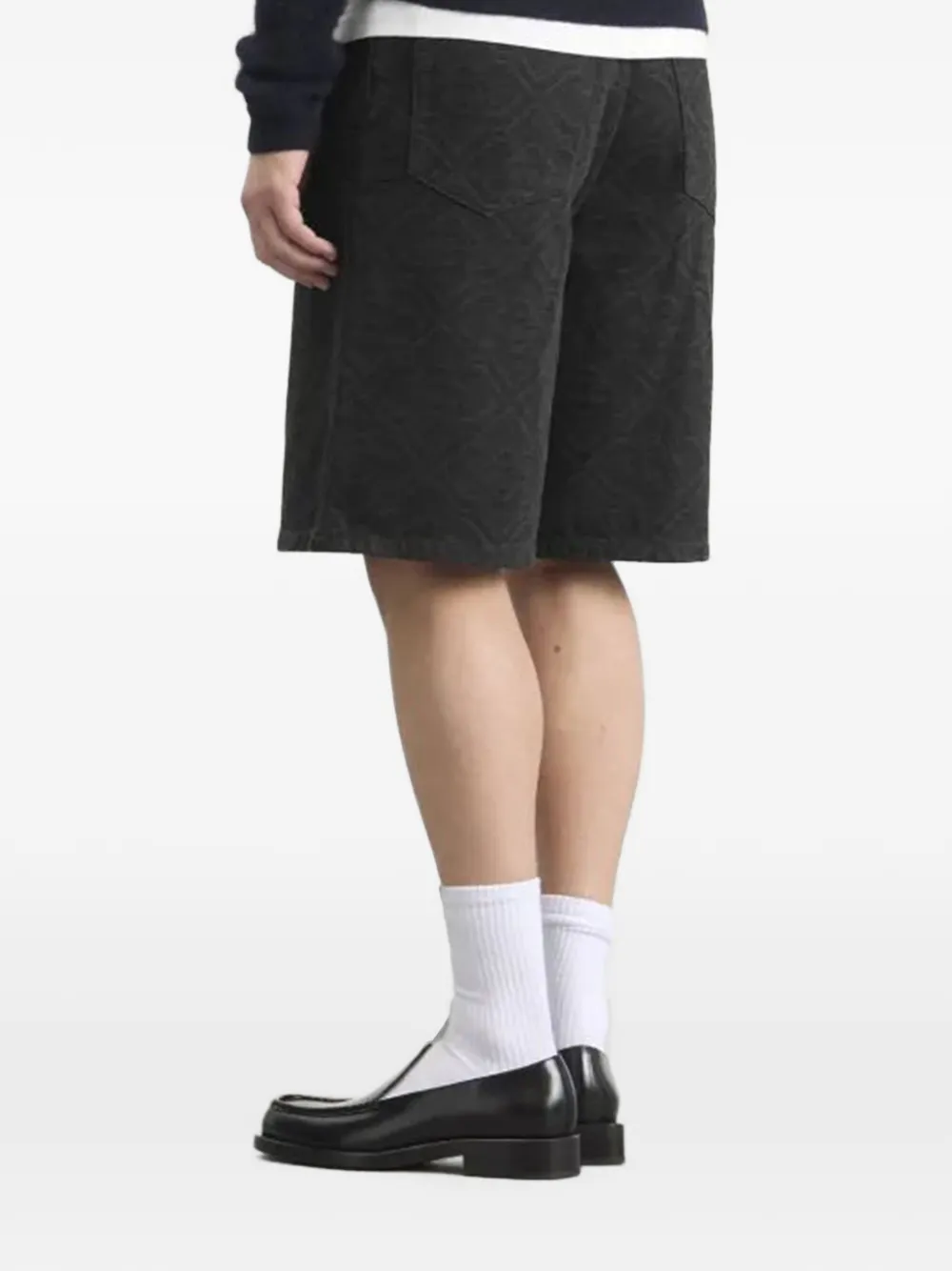 Casablanca monogram-pattern denim shorts Zwart
